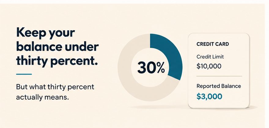 Keep your balance under thirty percent. But what thirty percent actually means.